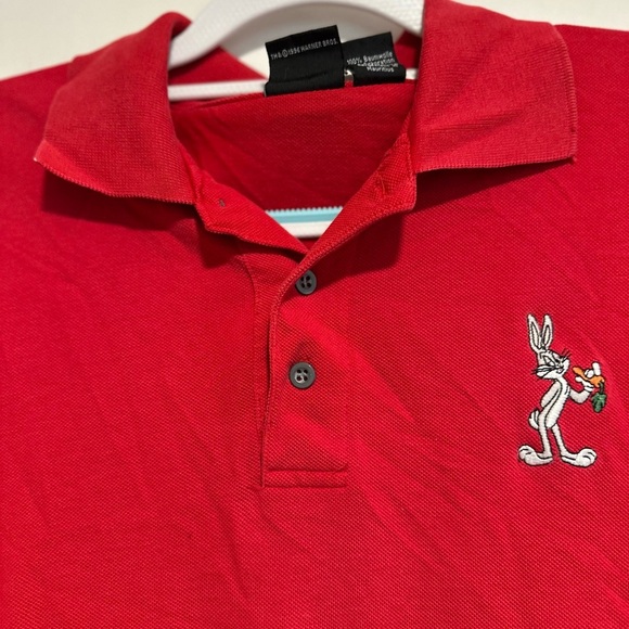 VTG 90s Mens Sz: M Warner Bros Studio Bugs Bunny Polo Shirt Red Looney Tunes. - Picture 9 of 10